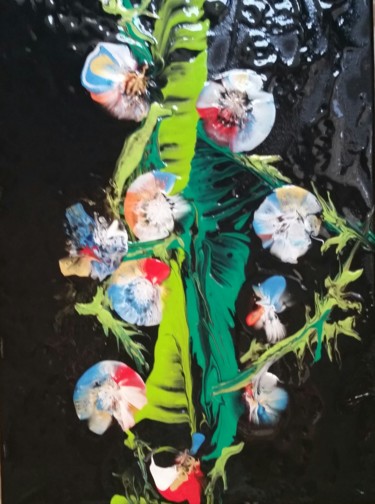 Painting titled "Chante Fleurs" by Nagwa Safey, Original Artwork, Acrylic
