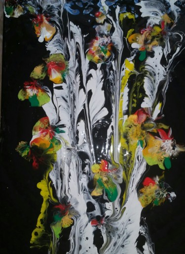 Peinture intitulée "l'eveil des fleures" par Nagwa Safey, Œuvre d'art originale, Acrylique