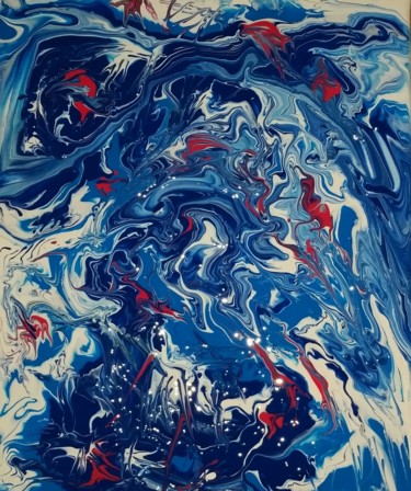 Painting titled "grand-bleu" by Nagwa Safey, Original Artwork, Acrylic
