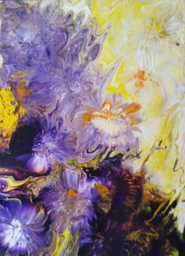 Painting titled "violet-bloom" by Nagwa Safey, Original Artwork, Acrylic