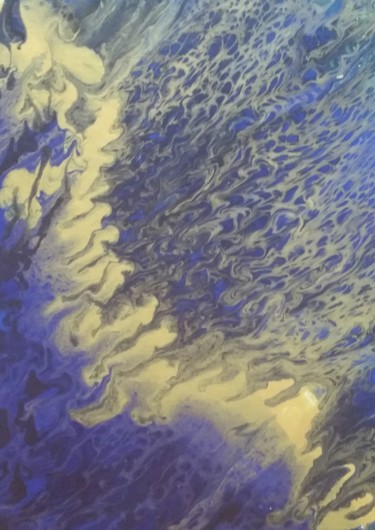 Peinture intitulée "Or & bleu" par Nagwa Safey, Œuvre d'art originale, Acrylique