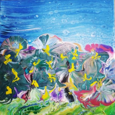Painting titled "Fleurs Psychédélique" by Nagwa Safey, Original Artwork, Acrylic