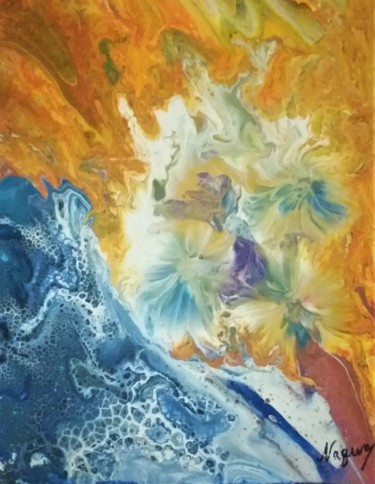 Painting titled "Bord de mer" by Nagwa Safey, Original Artwork, Acrylic