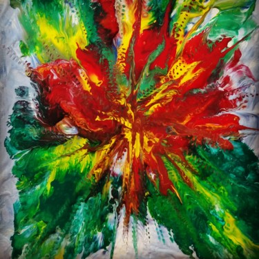 Malerei mit dem Titel "Broche fleur" von Nagwa Safey, Original-Kunstwerk, Acryl