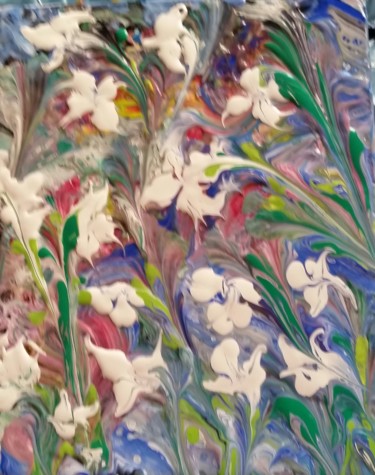 Peinture intitulée "Fleurs blanches sau…" par Nagwa Safey, Œuvre d'art originale, Acrylique
