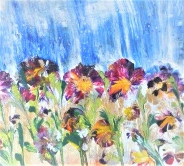 Pintura titulada "La joie des fleurs" por Nagwa Safey, Obra de arte original, Acrílico