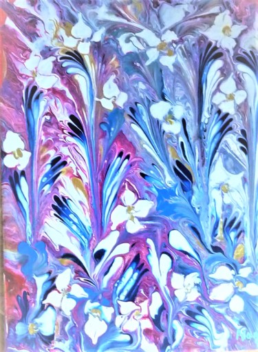 Painting titled "Colorful flowers" by Nagwa Safey, Original Artwork, Acrylic
