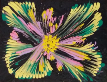 Painting titled "Drôle de fleur" by Nagwa Safey, Original Artwork, Acrylic