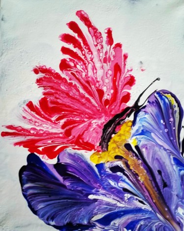 Painting titled "Le papillon" by Nagwa Safey, Original Artwork, Acrylic