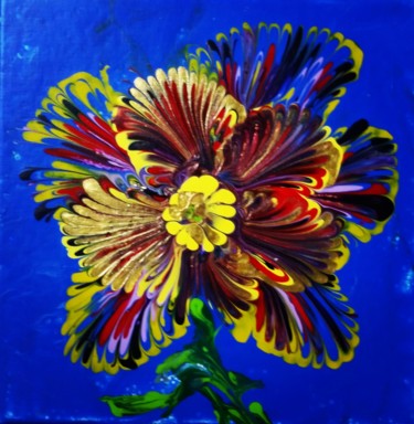 Painting titled "Fleur éclatée" by Nagwa Safey, Original Artwork, Acrylic