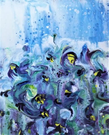 Pittura intitolato "Fleurs persévérance" da Nagwa Safey, Opera d'arte originale, Acrilico