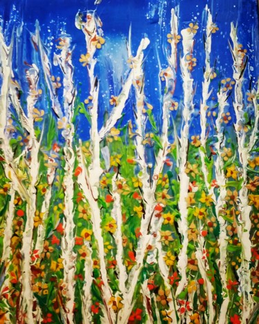 Painting titled "Flore forêt" by Nagwa Safey, Original Artwork, Acrylic