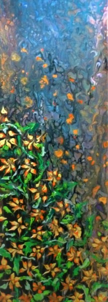 Painting titled "Fleurs ciel" by Nagwa Safey, Original Artwork, Acrylic