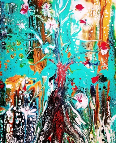 Painting titled "Floraison" by Nagwa Safey, Original Artwork, Acrylic