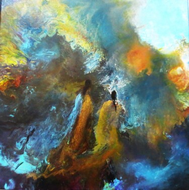 Painting titled "Les êtres de l'eau" by Nahalah, Original Artwork, Acrylic