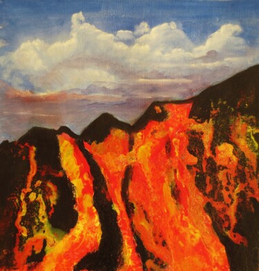 Peinture intitulée "Volcan" par Nahalah, Œuvre d'art originale