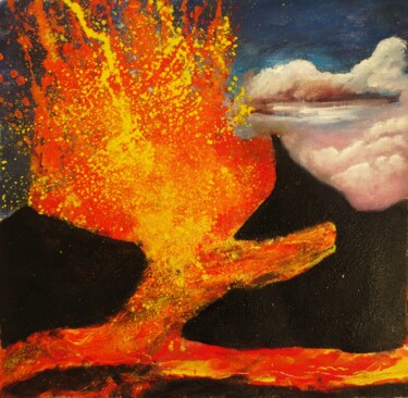 Painting titled "éruption du piton d…" by Nahalah, Original Artwork