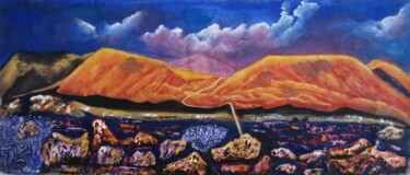 Malerei mit dem Titel "La plaine des sables" von Nahalah, Original-Kunstwerk, Öl
