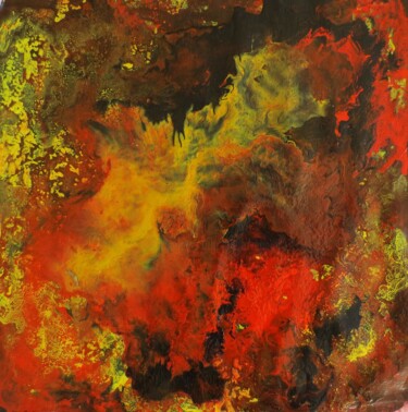 Peinture intitulée "Coeur de la lave" par Nahalah, Œuvre d'art originale, Acrylique