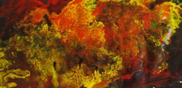 Painting titled "Coeur de la lave I" by Nahalah, Original Artwork, Acrylic