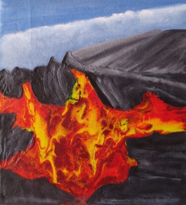 Peinture intitulée "Coulée de lave" par Nahalah, Œuvre d'art originale, Huile