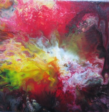 Malerei mit dem Titel "Coeur du feu I" von Nahalah, Original-Kunstwerk, Acryl