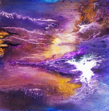 Painting titled "Coucher de soleil" by Nahalah, Original Artwork, Acrylic