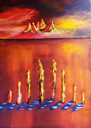 Peinture intitulée "Le chant du crépusc…" par Nahalah, Œuvre d'art originale, Acrylique