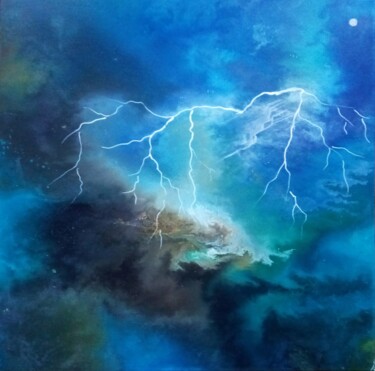 Peinture intitulée "Flash of lightening" par Nahalah, Œuvre d'art originale, Acrylique