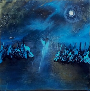 Peinture intitulée "Ange de nuit" par Nahalah, Œuvre d'art originale, Acrylique