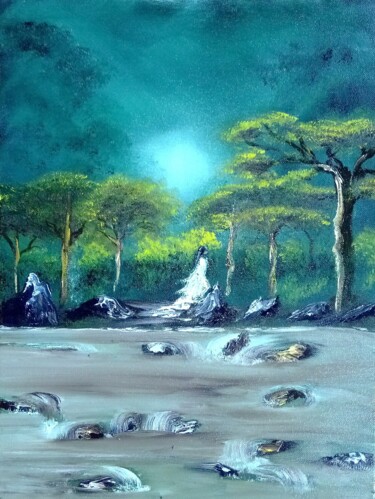 Peinture intitulée "Au bord de la forêt…" par Nahalah, Œuvre d'art originale, Huile