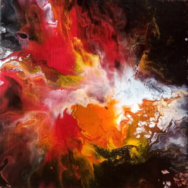 Peinture intitulée "Coeur de feu" par Nahalah, Œuvre d'art originale, Acrylique