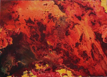 Картина под названием "Explosion de lave" - Nahalah, Подлинное произведение искусства, Акрил