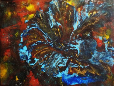 Peinture intitulée "Fleur cosmique" par Nahalah, Œuvre d'art originale, Acrylique