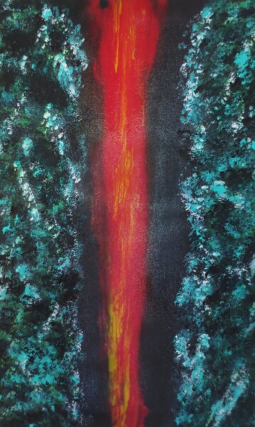 Peinture intitulée "Filament flamboyant" par Nahalah, Œuvre d'art originale, Acrylique