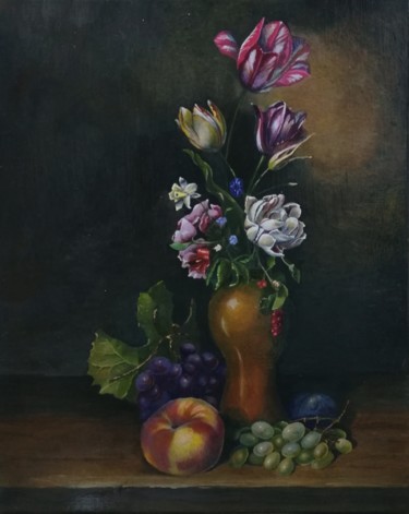 Painting titled "Отголоски лета 2" by Natalia Novokhatskaia, Original Artwork, Oil