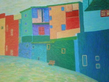 Painting titled "maison tiers monde" by Nahum Fuchs, Original Artwork