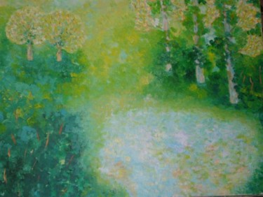 Painting titled "arbres turquoises2" by Nahum Fuchs, Original Artwork