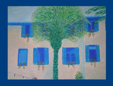 Painting titled "maison palmier" by Nahum Fuchs, Original Artwork