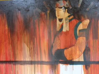 Картина под названием "Mongolian Lady" - Naigaa, Подлинное произведение искусства, Акрил