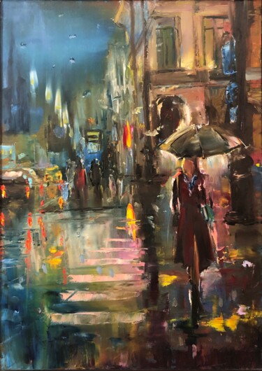 Картина под названием "Дождливое лето" - Наиля Абдуллина, Подлинное произведение искусства, Масло
