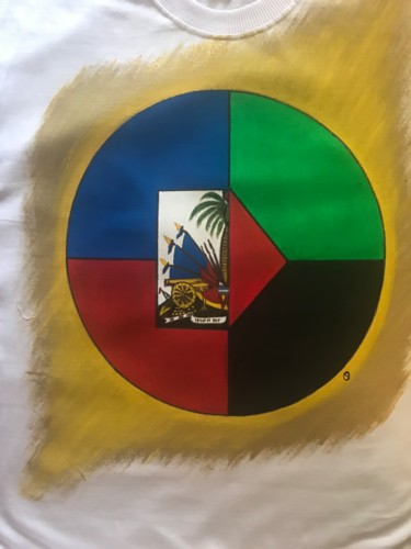 Textielkunst getiteld "Haiti-Mada" door Nails Maestro, Origineel Kunstwerk, Acryl