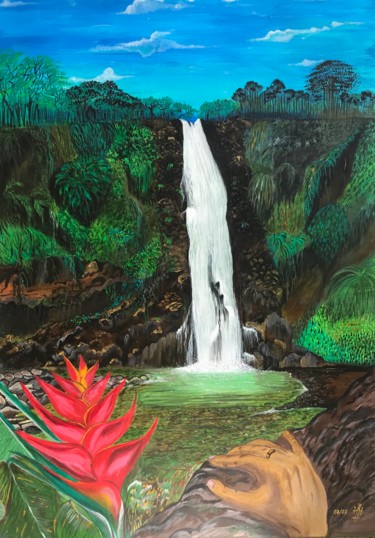 Painting titled "Cascade Didier Mart…" by Nails Maestro, Original Artwork, Acrylic