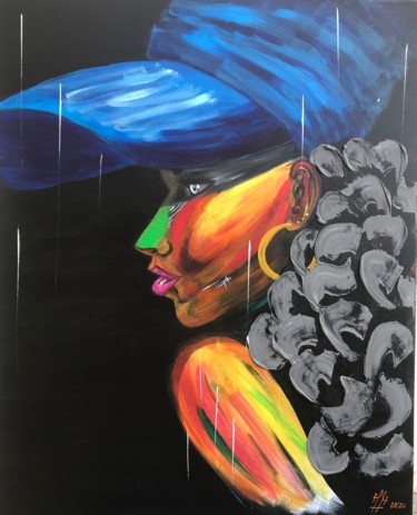 Painting titled "Black Queen 2" by Nails Maestro, Original Artwork, Acrylic