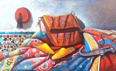 Painting titled "A" by Naima Sebti, Original Artwork, Oil