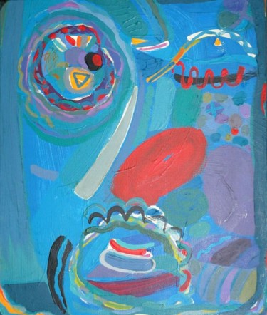 Schilderij getiteld "Masque  "Allegresse"" door Marcel  Caloian Grosaru, Origineel Kunstwerk, Olie