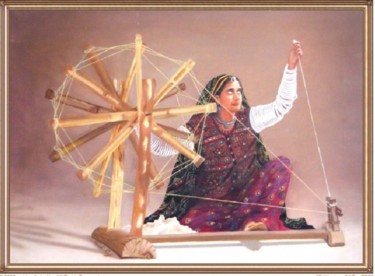 Painting titled "women working" by Rafi Naish, Original Artwork