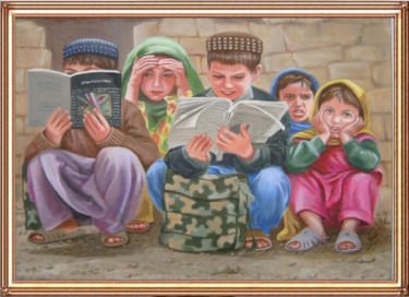 Painting titled "girls education" by Rafi Naish, Original Artwork