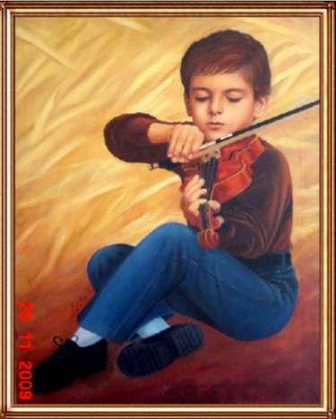 Painting titled "musical boy" by Rafi Naish, Original Artwork