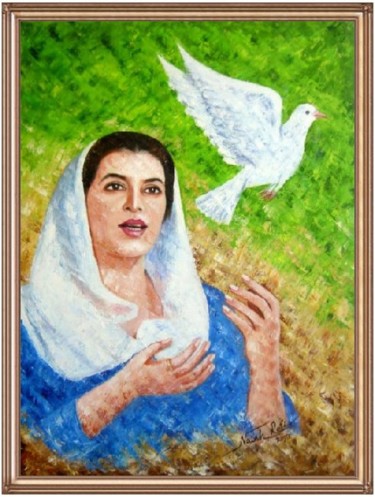 Painting titled "benazeer  bhoto" by Rafi Naish, Original Artwork